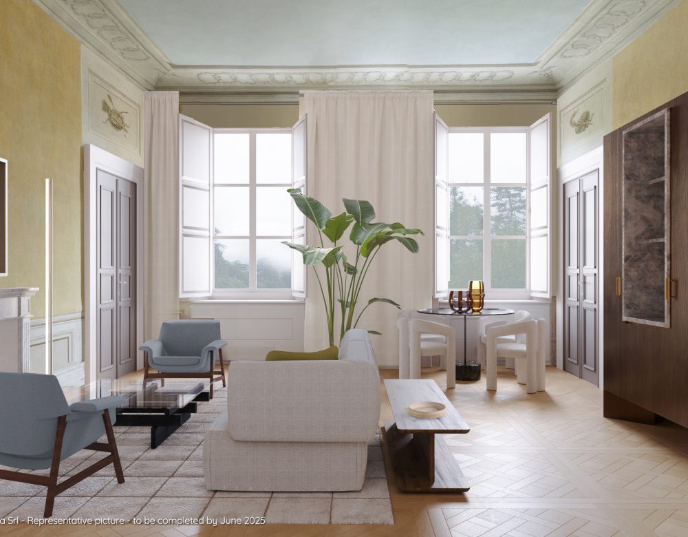 Rendering - modello zona giorno suite del secondo piano