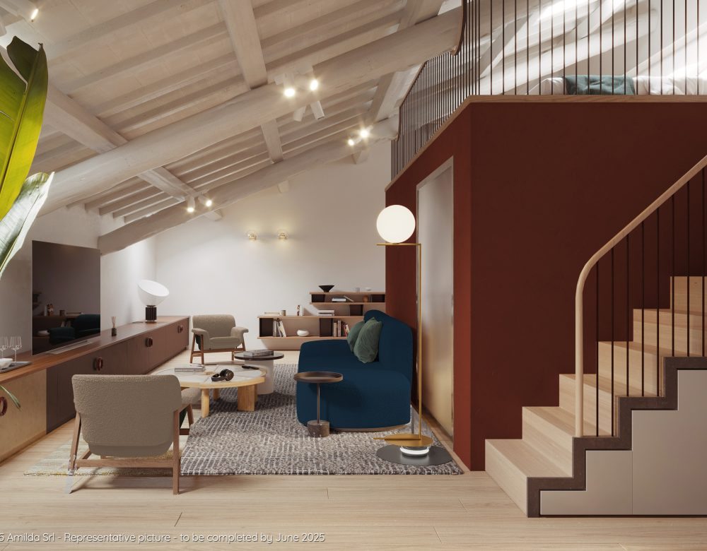 Rendering - Suite Amanda/Matilda, zona giorno e zona notte