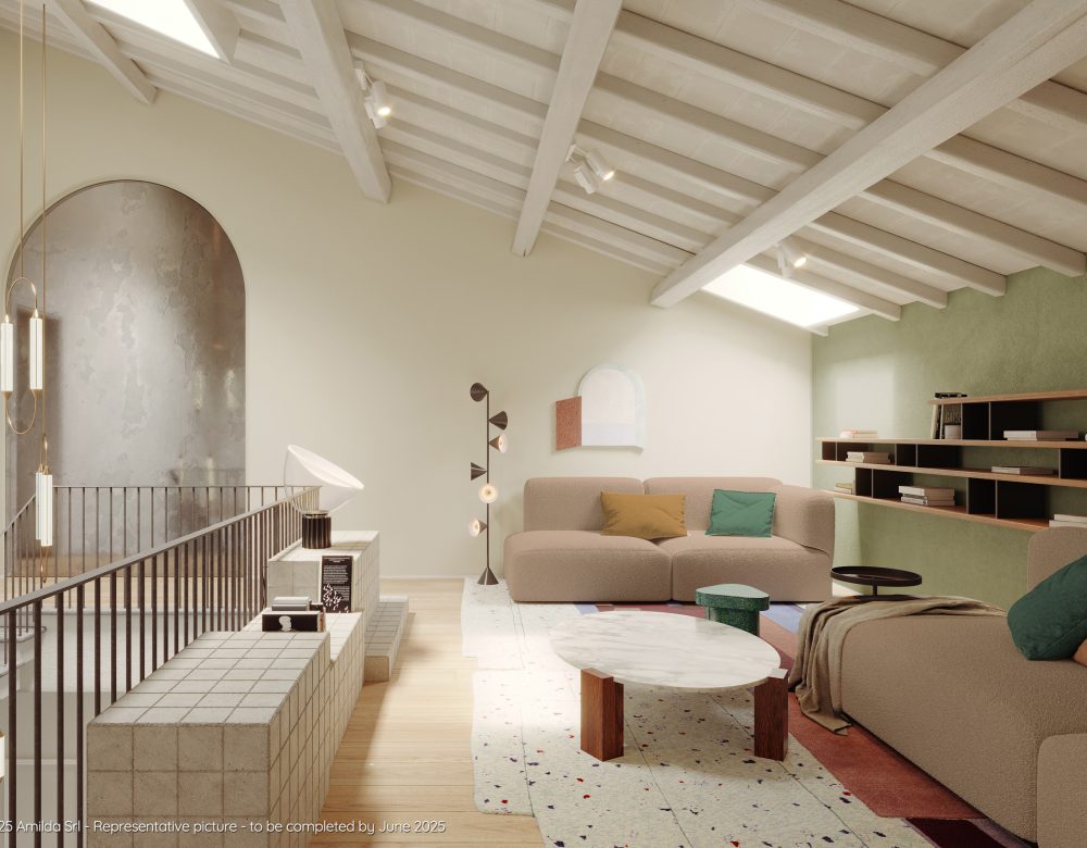 Rendering - area comune al terzo piano